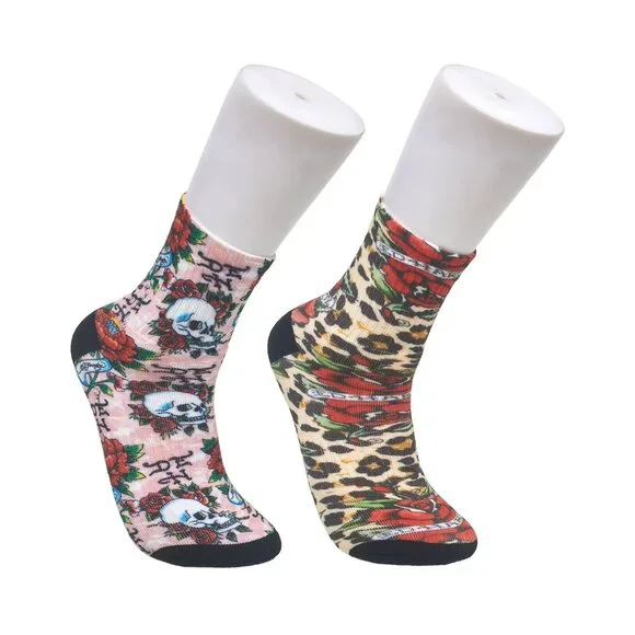 Ed Hardy Womens Cushioned Printed Mid Crew Sock Size 4-10 - Picture 5 of 5